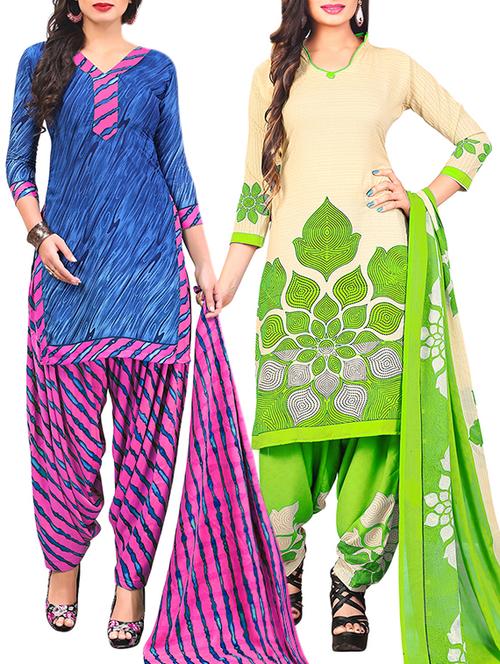 multi colored unstitched combo suit - 15345091 - Very Small Image - 1