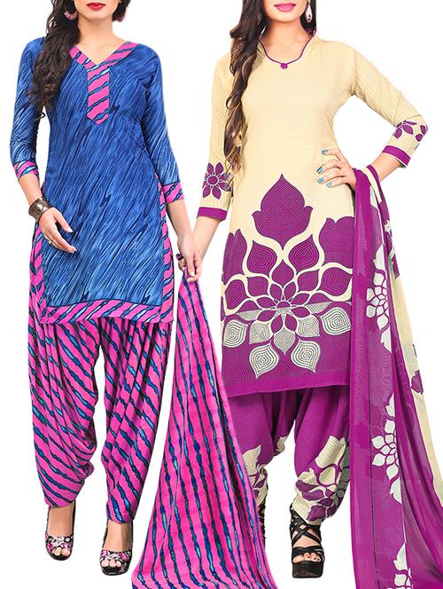 multi colored unstitched combo suit - 15345092 - Very Small Image - 1