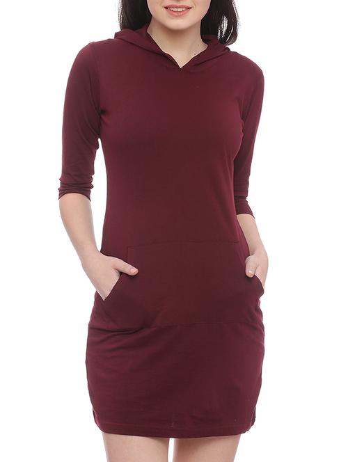 front pocket hooded sheath dress - 15345248 - Very Small Image - 1