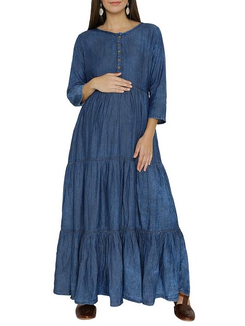 tired  blue  denim kurta - 15345734 - Very Small Image - 1