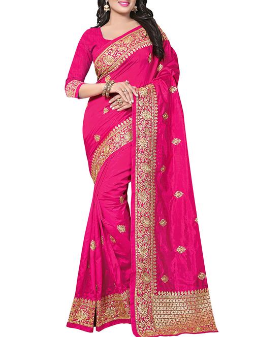 zari embroidery work saree with blouse - 15345849 - Very Small Image - 1