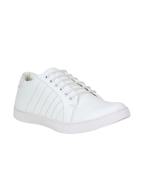 white leatherette lace up sneaker - 15350352 - Very Small Image - 1