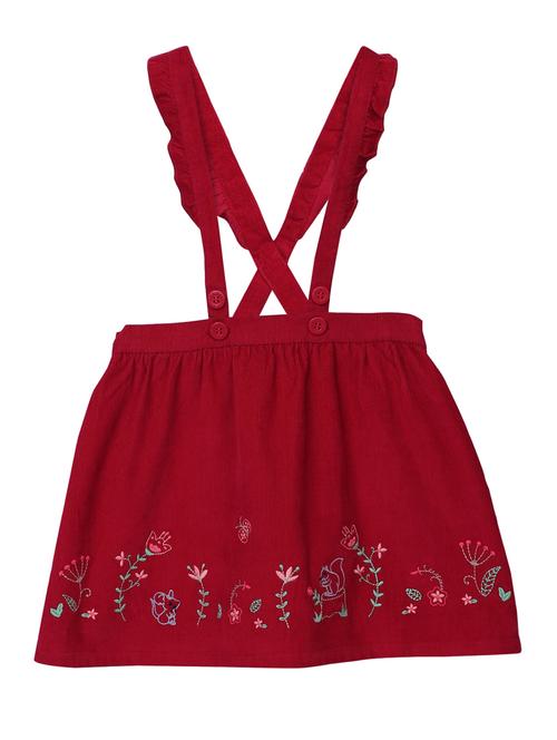 red cotton embroidered dungaree - 15350575 - Very Small Image - 1