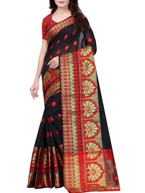 floral zari woven saree with blouse - 15350648 - Very Small Image - 1