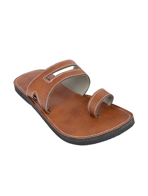 brown leatherette slip on slipper - 15351130 - Very Small Image - 1