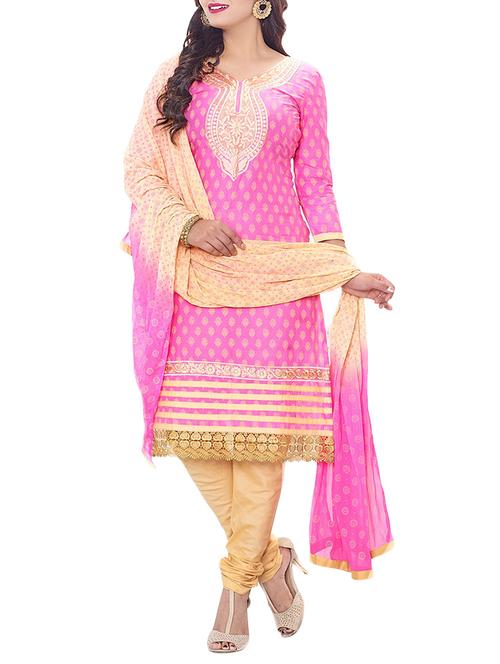 embroidered unstitched churidaar suit - 15351269 - Very Small Image - 1