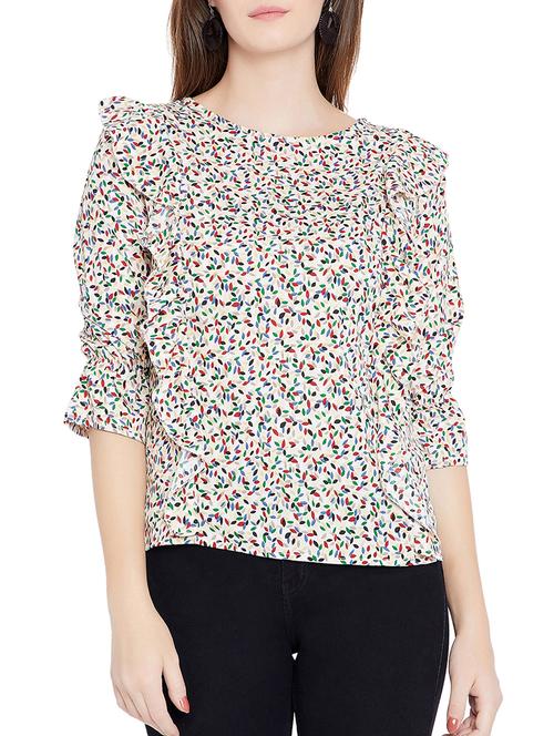 round neck ruffle detail top  - 15351489 - Very Small Image - 1