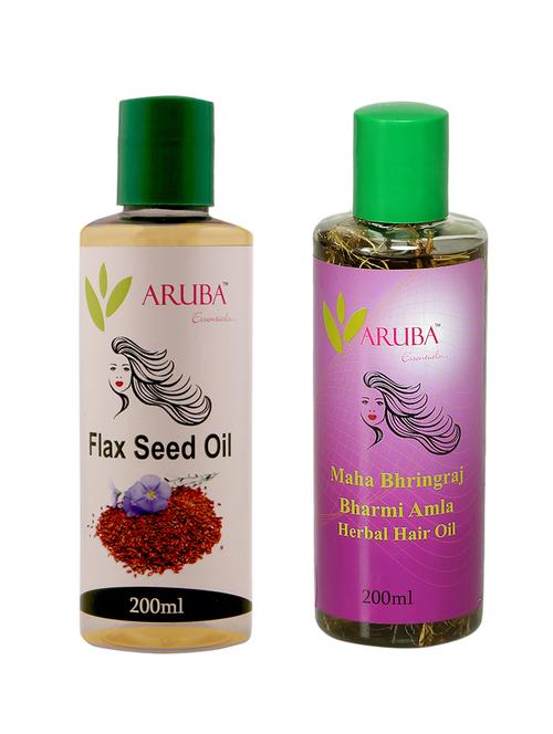aruba essentials amla – brahmi hair oil & flax seed cold pressed herbal hair oil (200 ml each) - 15351945 - Very Small Image - 1