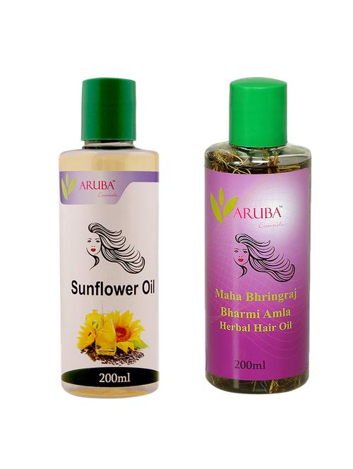 aruba essentials amla – brahmi hair oil & sunflower cold pressed herbal hair oil (200 ml each) - 15351952 - Very Small Image - 1