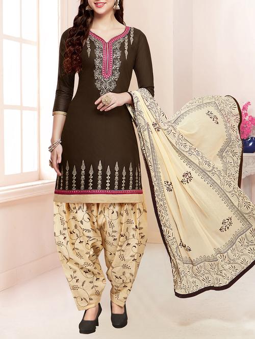 embroidered unstitched salwar suit - 15352053 - Very Small Image - 1