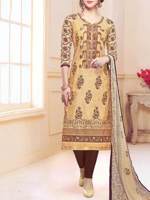 embroidered unstitched churidaar suit - 15352064 - Very Small Image - 1