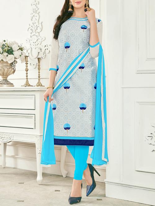 embroidered unstitched churidaar suit - 15352082 - Very Small Image - 1