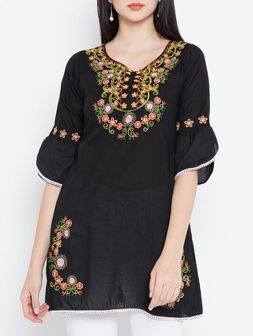 black viscose aline kurti - 15353841 - Very Small Image - 1
