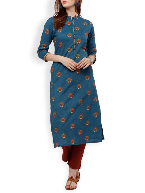 printed straight kurta - 15354941 - Very Small Image - 1