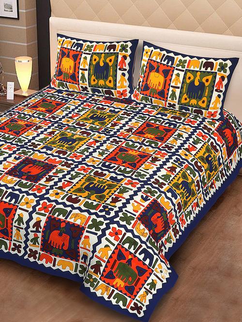 cotton double bedsheet with 2 pillow covers - 15355246 - Very Small Image - 1