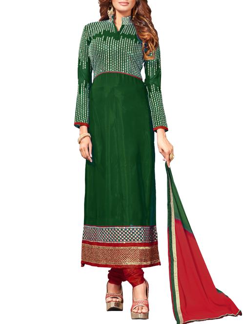 embroidered semi-stitched churidaar suit - 15358548 - Very Small Image - 1