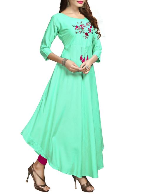 embroidered flared kurta - 15359026 - Very Small Image - 1