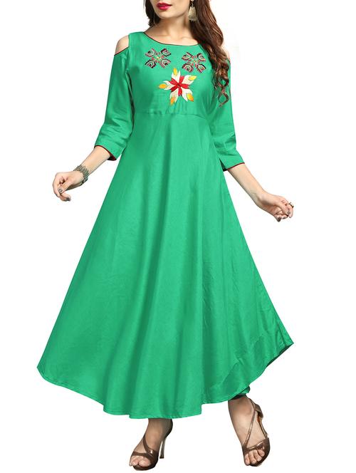 embroidered flared kurta - 15359027 - Very Small Image - 1