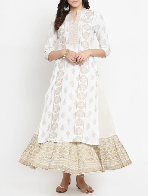 foil printed kurta skirt set - 15359810 - Very Small Image - 1