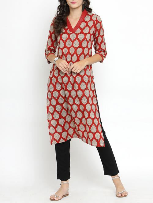 v neck line kurta pant set - 15359883 - Very Small Image - 1