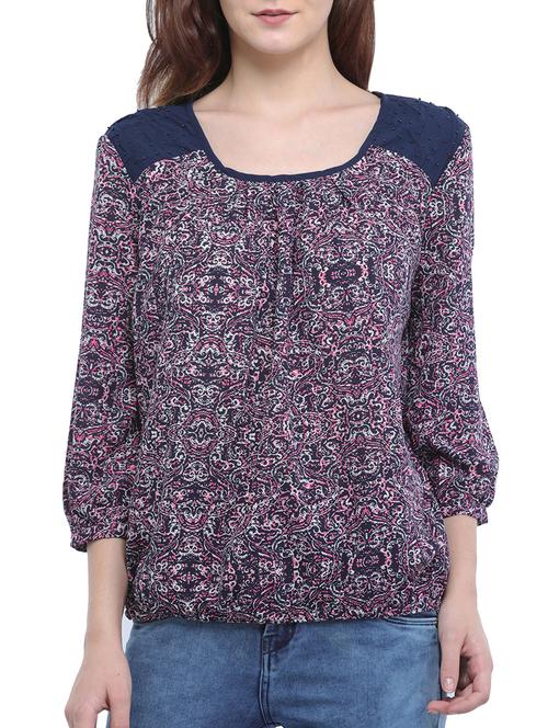 embellished shoulder patch blouson top - 15360793 - Very Small Image - 1