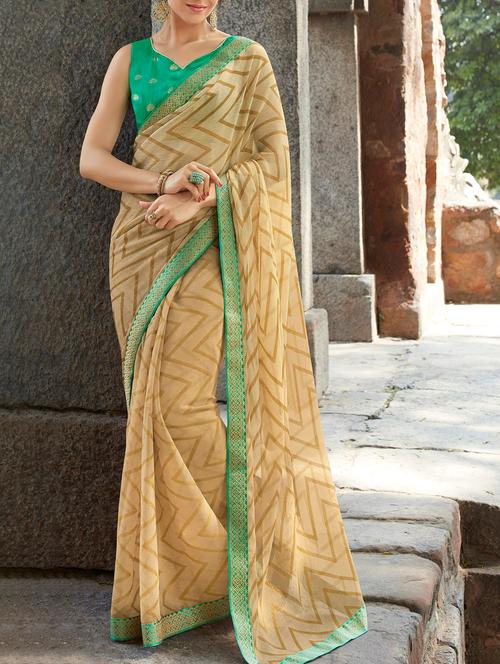 chevron printed saree with blouse - 15360880 - Very Small Image - 1