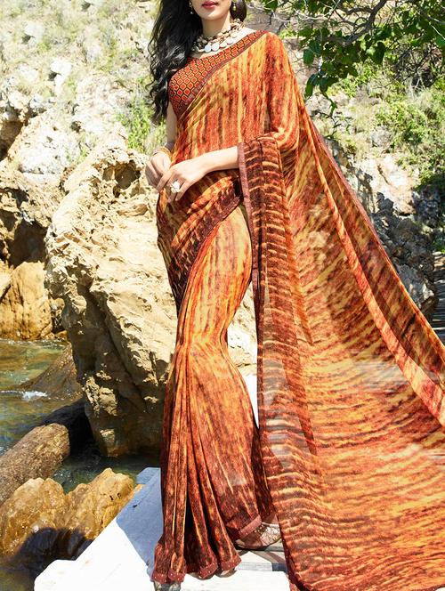 abstract printed saree with blouse - 15360923 - Very Small Image - 1