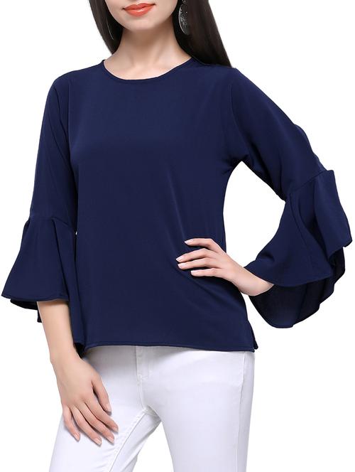 keyhole back bell sleeved top - 15360945 - Very Small Image - 1