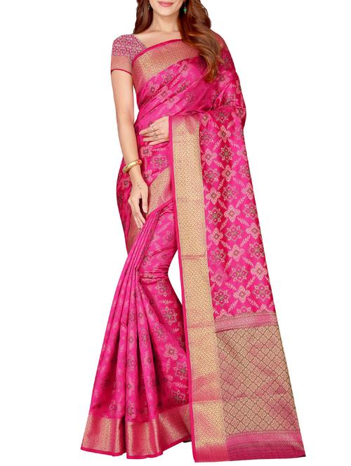 contrast border zari banarasi saree with blouse - 15361650 - Very Small Image - 1