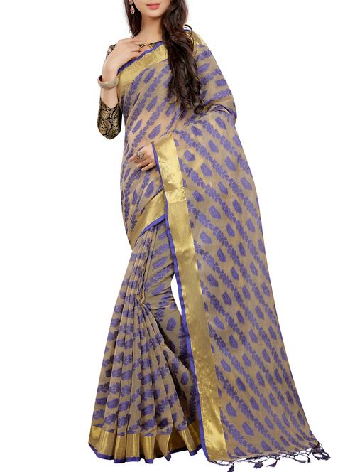 jacquard work saree with tassels with blouse - 15362096 - Very Small Image - 1
