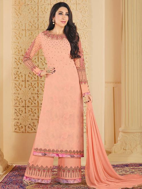 embroidered unstitched palazzo suit - 15363475 - Very Small Image - 1