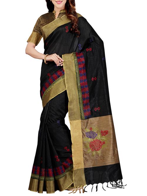 delicate golden border embroidered saree with blouse - 15363700 - Very Small Image - 1