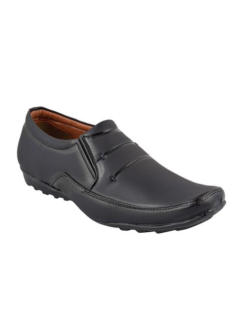 black leatherette formal slip ons - 15364732 - Very Small Image - 1