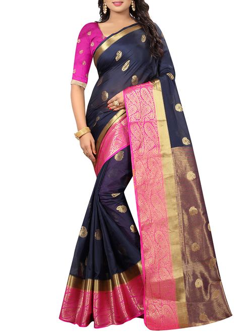 paisley zari banarasi saree with blouse - 15364744 - Very Small Image - 1