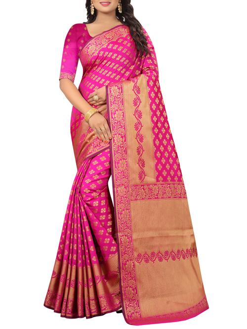 zari work kanjivaram saree with blouse - 15364791 - Very Small Image - 1