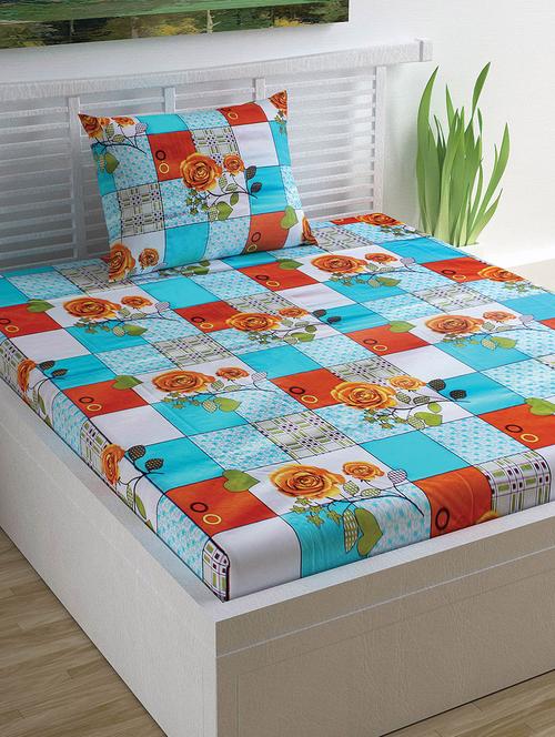 100% cotton 120tc single bedsheet with 1 pillow cover - 15365812 - Very Small Image - 1