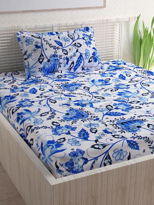 100% cotton 120tc single bedsheet with 1 pillow cover - 15365823 - Very Small Image - 1