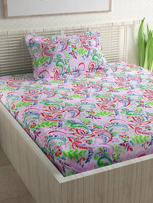 100% cotton 120tc single bedsheet with 1 pillow cover - 15365828 - Very Small Image - 1