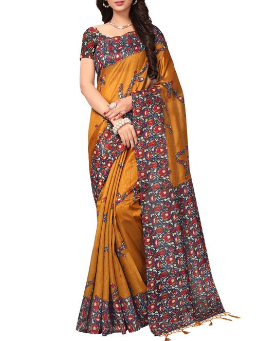 contrast bordered printed saree - 15365998 - Very Small Image - 1