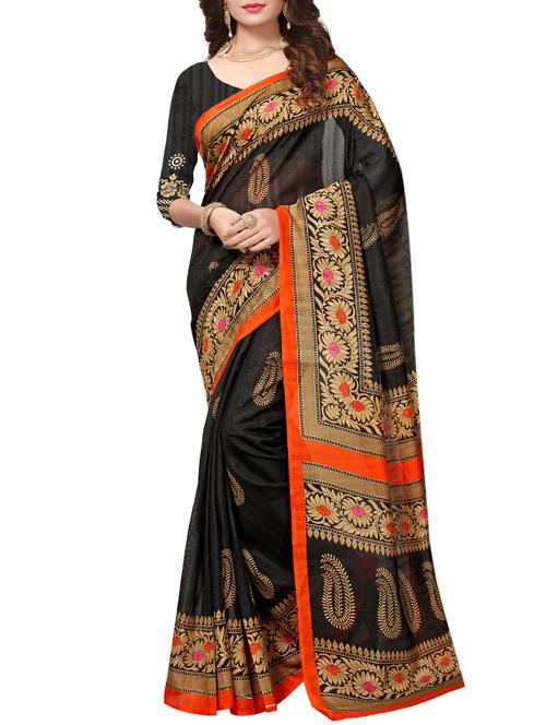 paisley printed saree with blouse - 15366005 - Very Small Image - 1