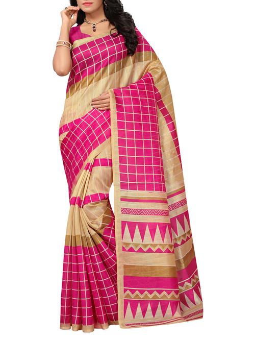 checkered  printed saree - 15366017 - Very Small Image - 1