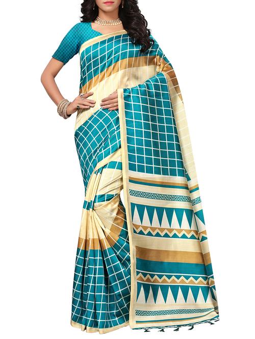 checkered  printed saree - 15366039 - Very Small Image - 1