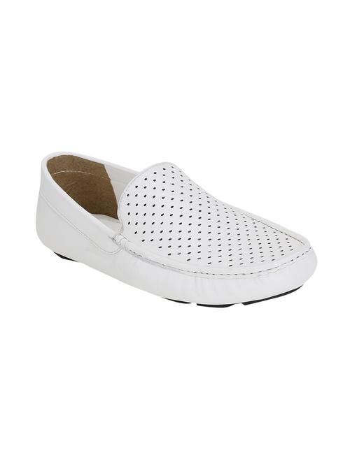 white leatherette slip on loafers - 15367479 - Very Small Image - 1