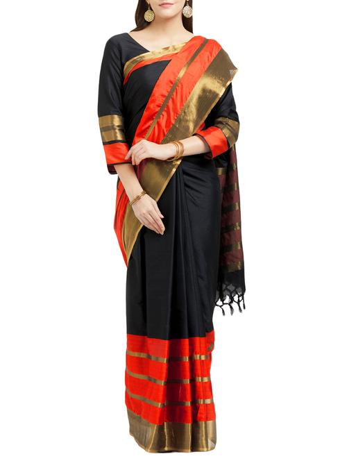 striped bordered saree with blouse - 15367739 - Very Small Image - 1