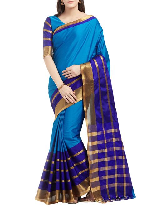 striped bordered saree with blouse - 15367741 - Very Small Image - 1
