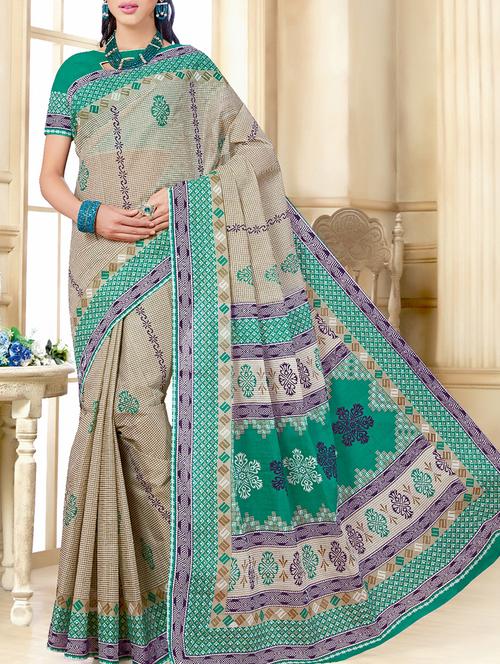 all over printed saree with blouse - 15367966 - Very Small Image - 1