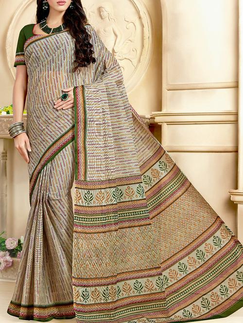 all over printed saree with blouse - 15367970 - Very Small Image - 1
