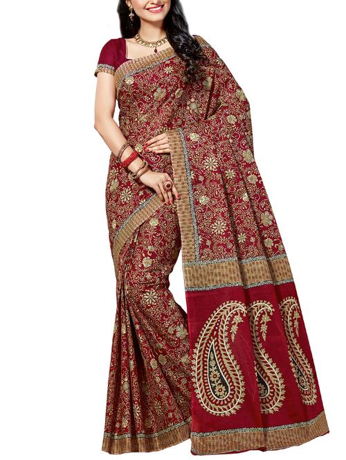kalamkari printed saree with blouse - 15368038 - Very Small Image - 1