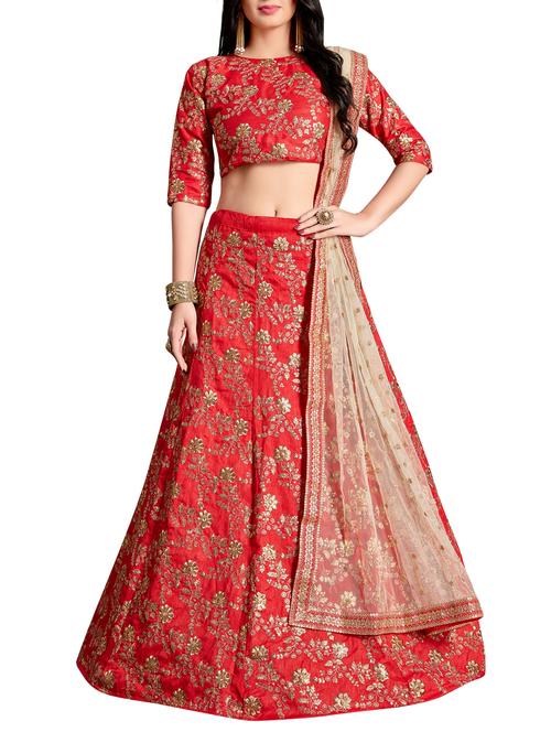embroidered a-line lehenga - 15370733 - Very Small Image - 1
