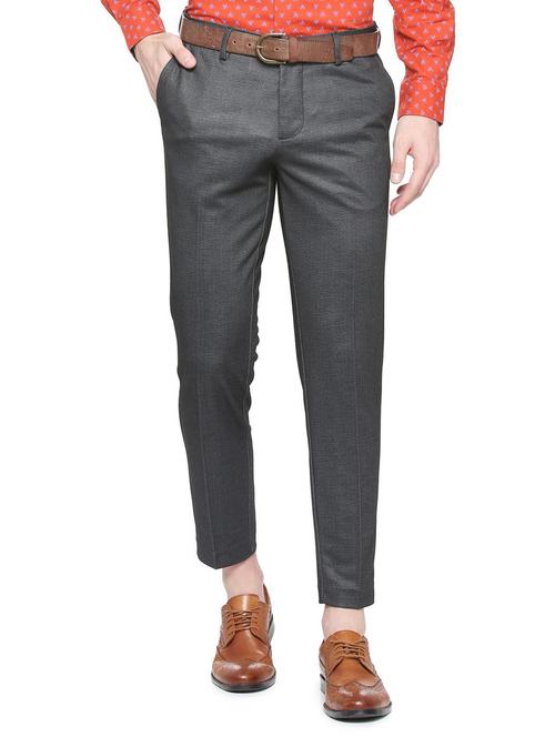 grey polyester blend flat front casual trouser - 15371768 - Very Small Image - 1